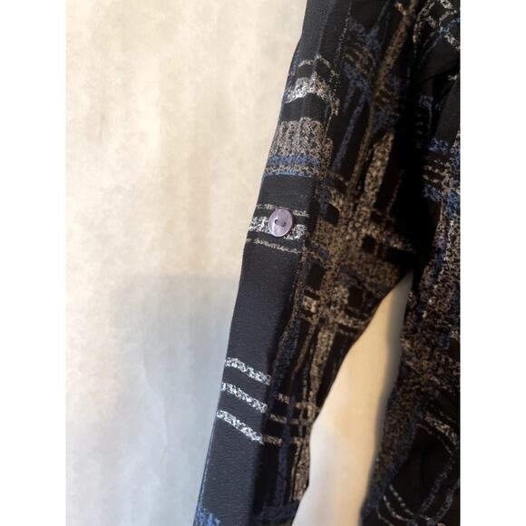 Soft Surroundings Black Iridescent Beaded Button Front Tunic Top Womens Medium - Picture 5 of 7